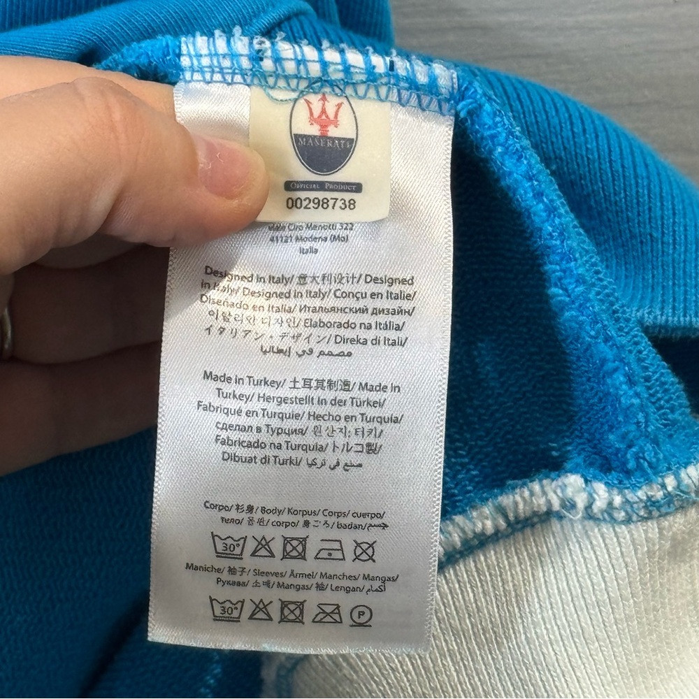 Maserati Classiche | Men's Light Blue Long Sleeve Half-Zip Pullover Size 3X - Picture 8 of 12